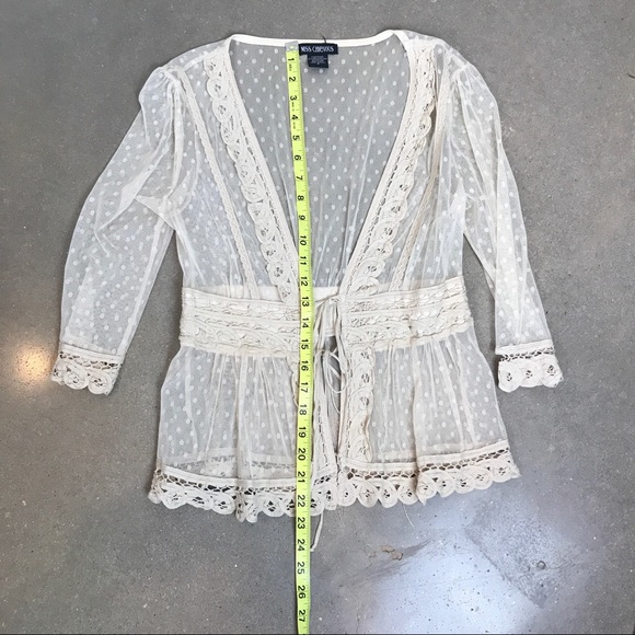 Cream Mesh Hippy Boho Top size Small - Picture 3 of 5